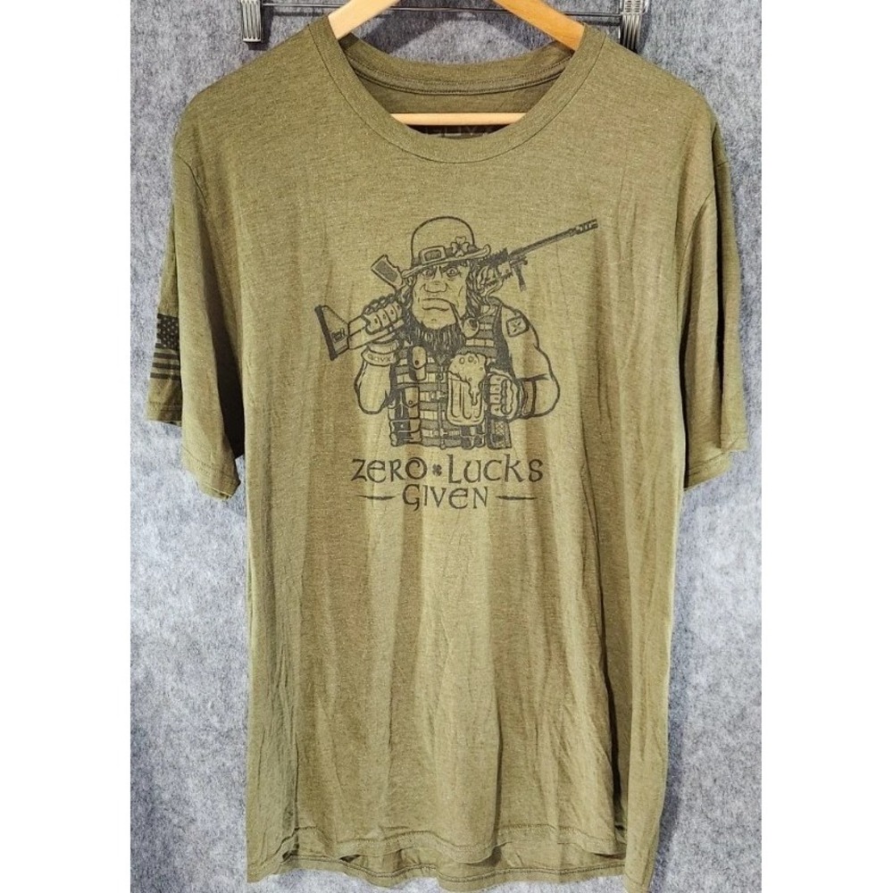 Govx T-shirt Men's 2XL‎ Hunter Green Zero Lucks Given
